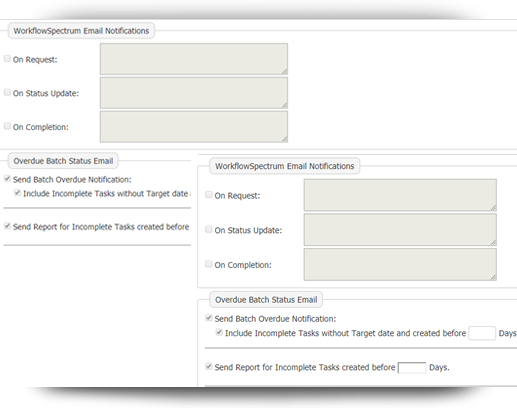 Event-based email notifications to track the progress of each process